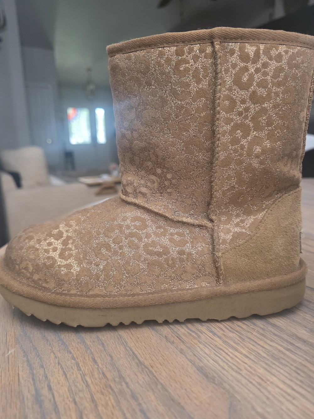 UGG Kids Glitter Leopard Tan Short Boots